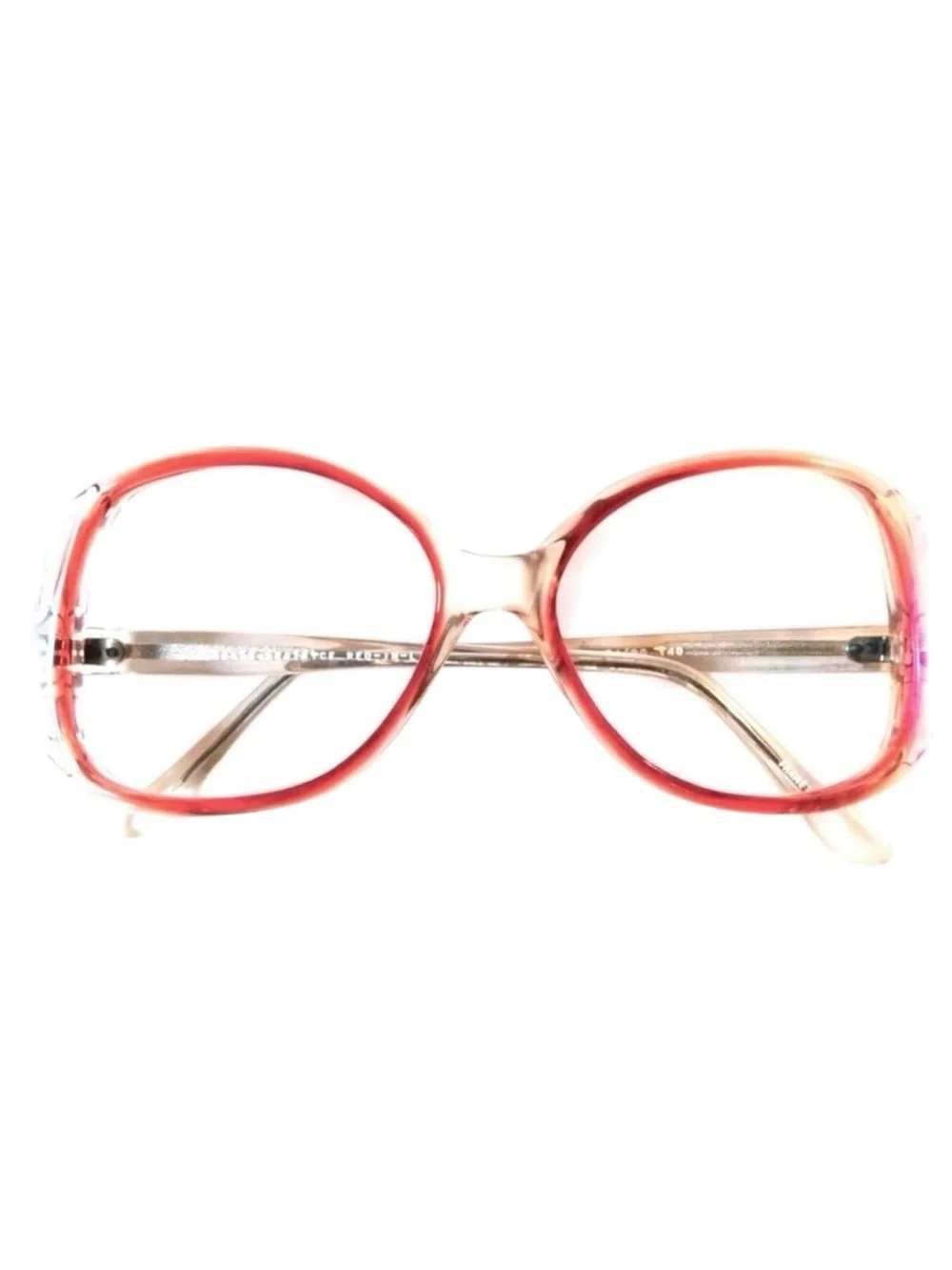1980’s Vintage Red & Clear Oversized Eyeglasses with Cutouts, Unworn/Deadstock